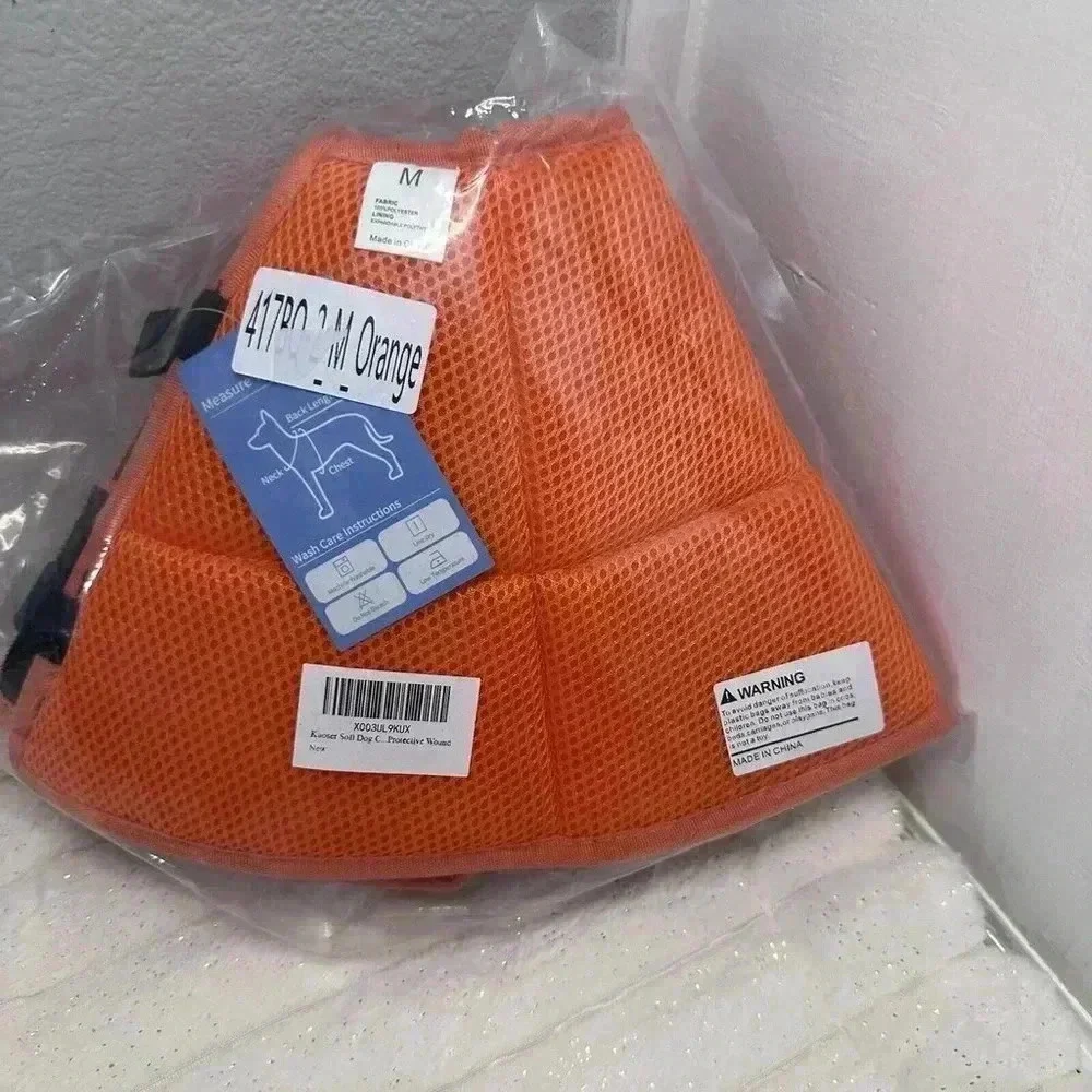 NEW Kuoser Soft Dog Cone Collar After Surgery Adjustable Recovery, Medium,Orange